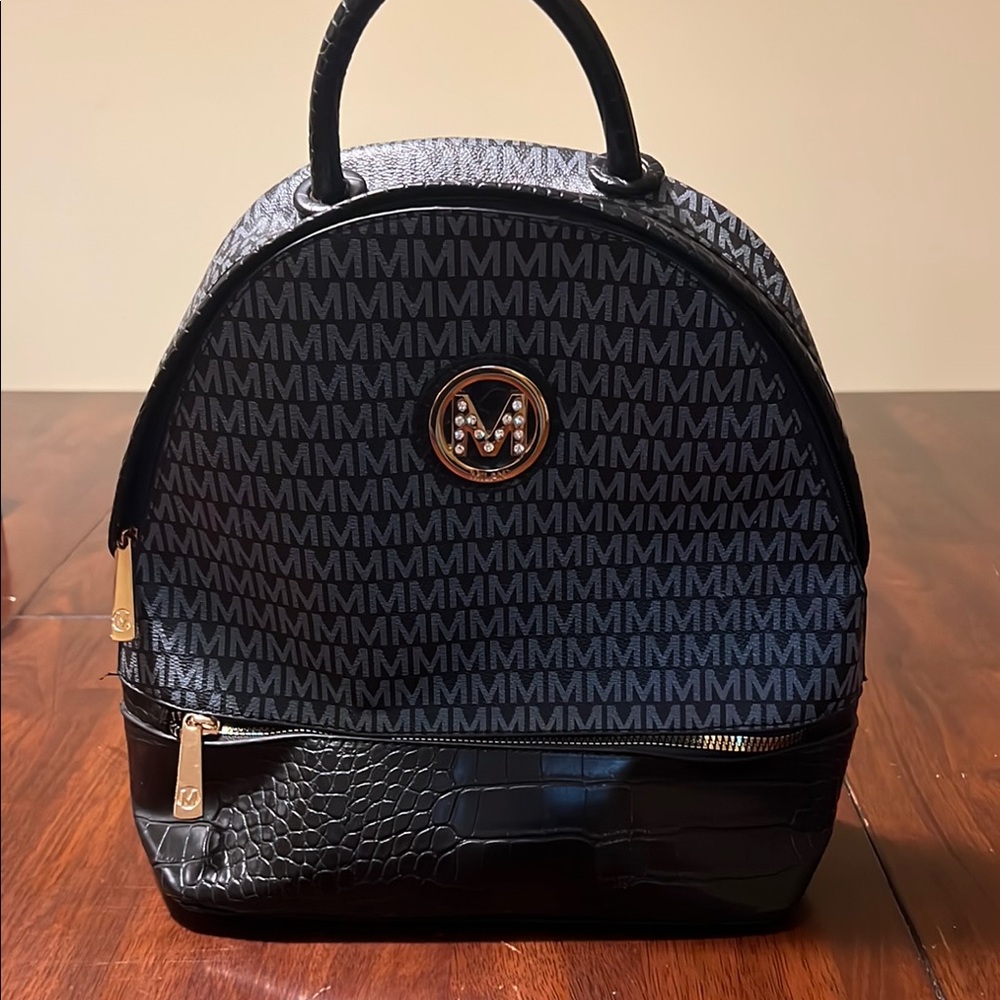 Black Patterned Women's Backpack